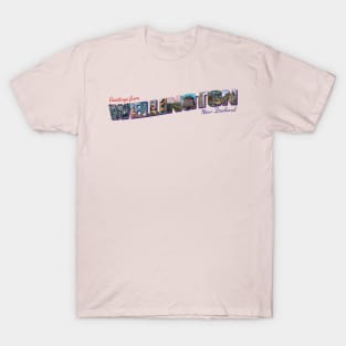 Greetings from Wellington in New Zealand Vintage style retro souvenir T-Shirt